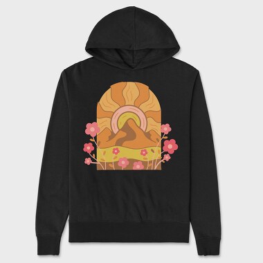 Mountain Flowers Sunset, Unisex Men's Hoodie