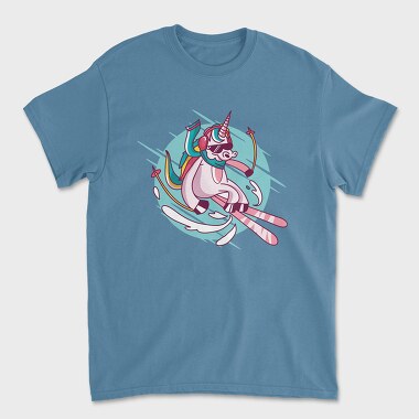 Skiing Unicorn, Унисекс Мъжка Тениска