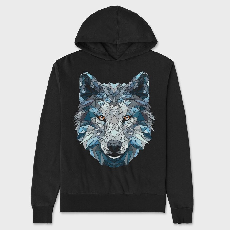 Polygonal White Wolf, Унисекс Мъжко Суичър