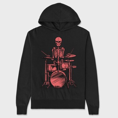 Red Skeleton Drummer, Unisex Men's Hoodie