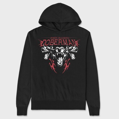 Power Unleashed Doberman, Unisex Men's Hoodie