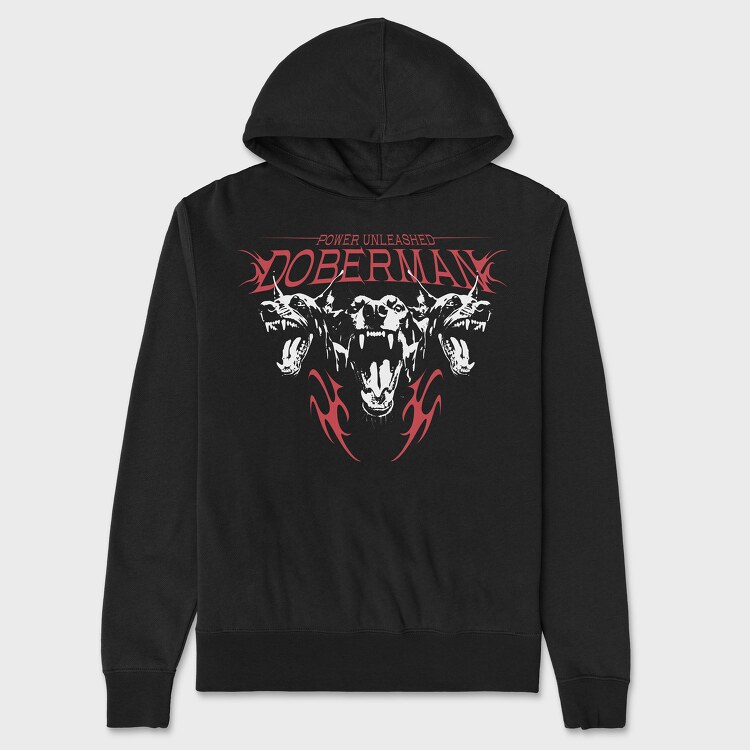 Power Unleashed Doberman, Unisex Men's Hoodie