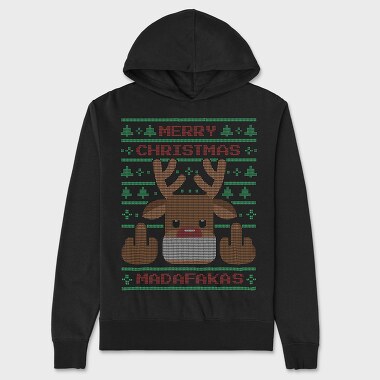 Reindeer Middle Finger Ugly Sweater, Unisex Men's Hoodie