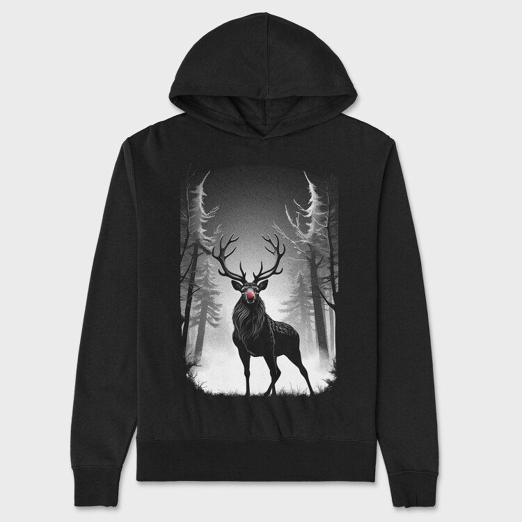 Reindeer Monochochrome Christmas, Unisex Men's Hoodie