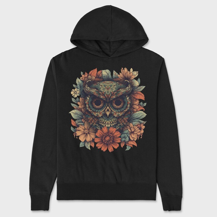 Owl Flowers Skull, Унисекс Мъжко Суичър