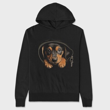 Puppy Black, Unisex Men's Hoodie