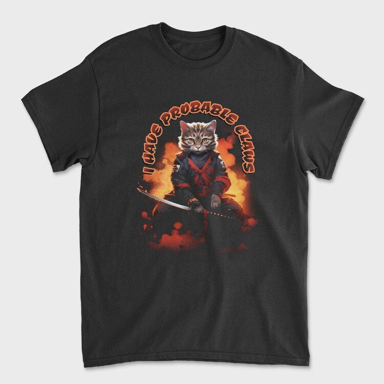 Samurai Cat I Have Probable Claws, Унисекс Мъжка Тениска