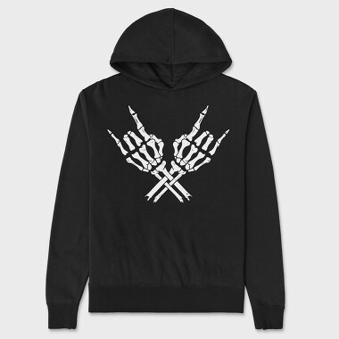 Skeleton Rock Horns, Unisex Men's Hoodie