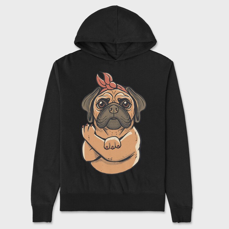 Pug Strong Woman, Unisex Men's Hoodie