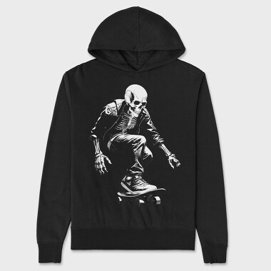 Skeleton Skater Monochrome, Unisex Men's Hoodie