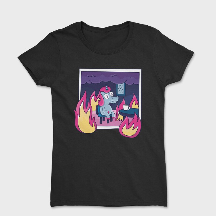 Unicorn in Fire, Women's T-Shirt
