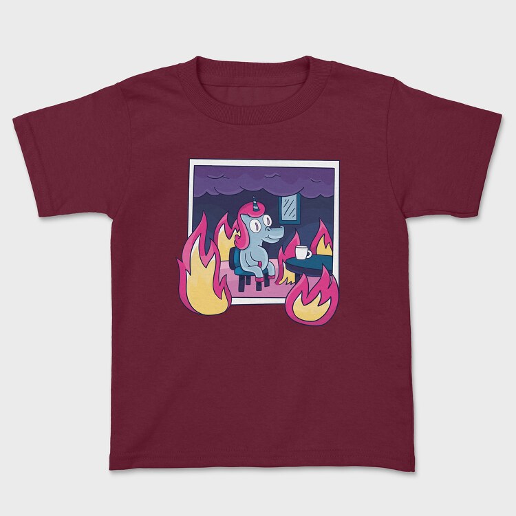 Unicorn in Fire, Kids' T-Shirt