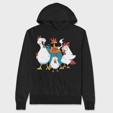 Rooster Cartoon Chickens, Унисекс Мъжко Суичър