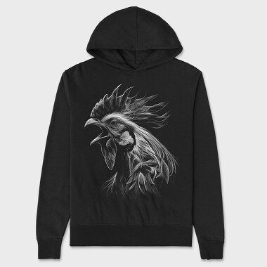 Rooster Head Monochrome, Unisex Men's Hoodie