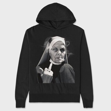 Nun Middle Finger, Unisex Men's Hoodie