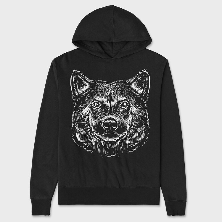 Shiba Inu Monochrome, Unisex Men's Hoodie