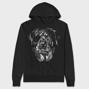 Unisex Men's Hoodie, Rottweiler Eyepatch Portrait