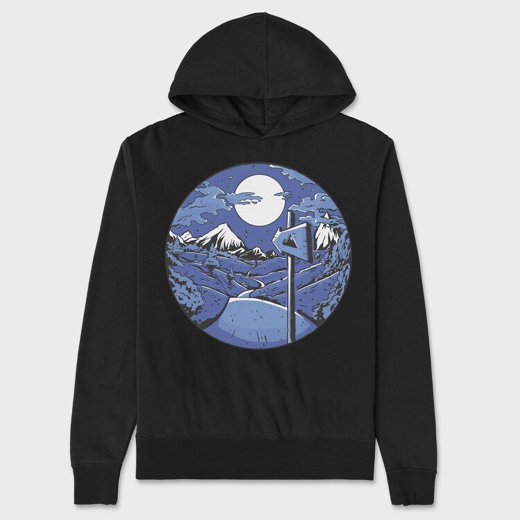 Signpost Mountain Night, Unisex Men's Hoodie