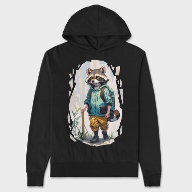 Raccoon Hiking, Unisex Men's Hoodie