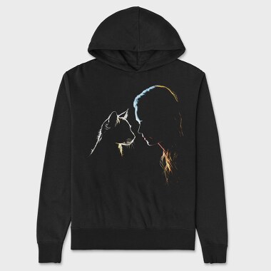 Person and Cat, Unisex Men's Hoodie