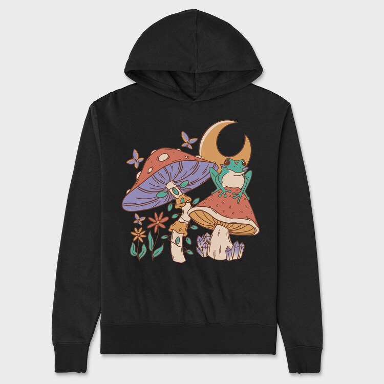 Mushroom Frog Moon, Unisex Men's Hoodie