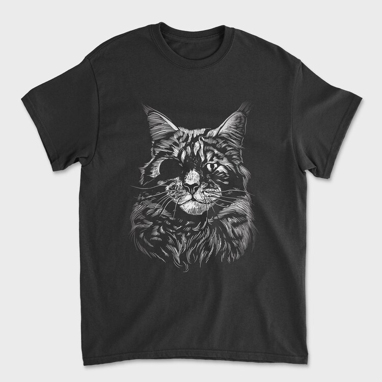 Cat Eyepatch Portrait, Unisex Men's T-Shirt