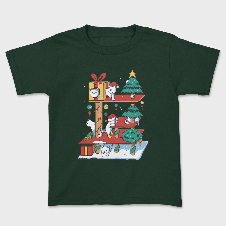 Cat House Christmas, Kids' T-Shirt