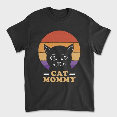 Cat Mommy Retro Sunset, Unisex Men's T-Shirt