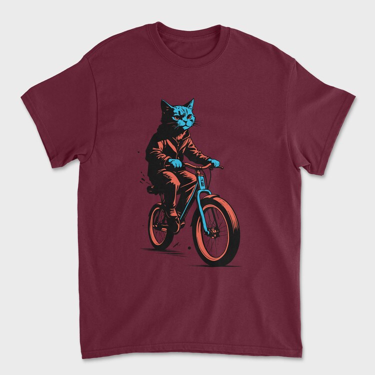Cat on Bike, Унисекс Мъжка Тениска
