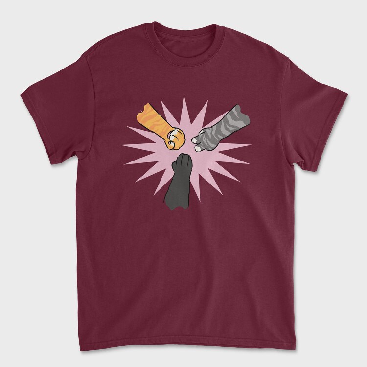 Cat Paws Playing Rock Paper Scissors, Unisex Men's T-Shirt