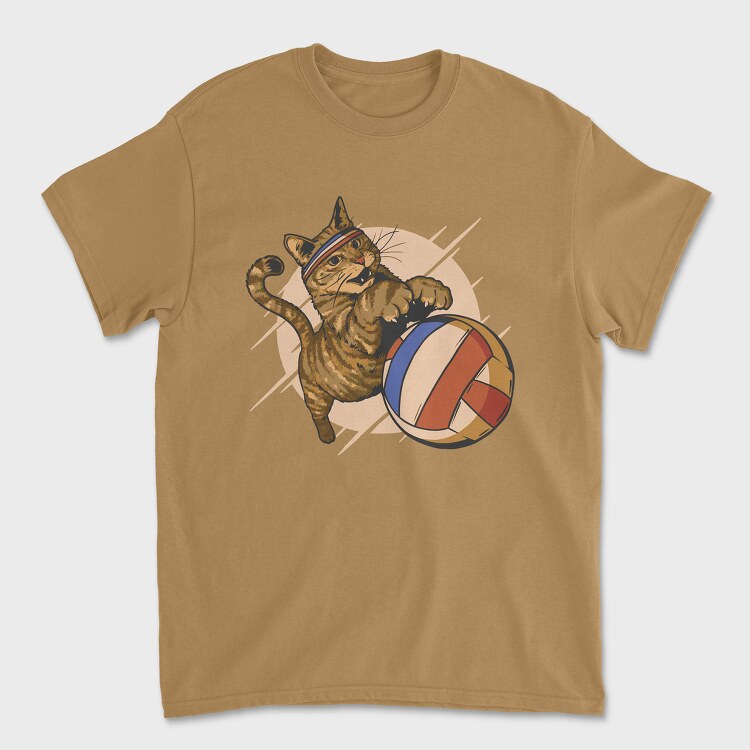 Cat Playing Volleyball, Unisex Men's T-Shirt