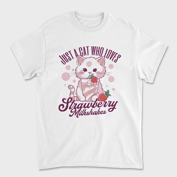 Cat Strawberry Milkshake, Unisex Men's T-Shirt