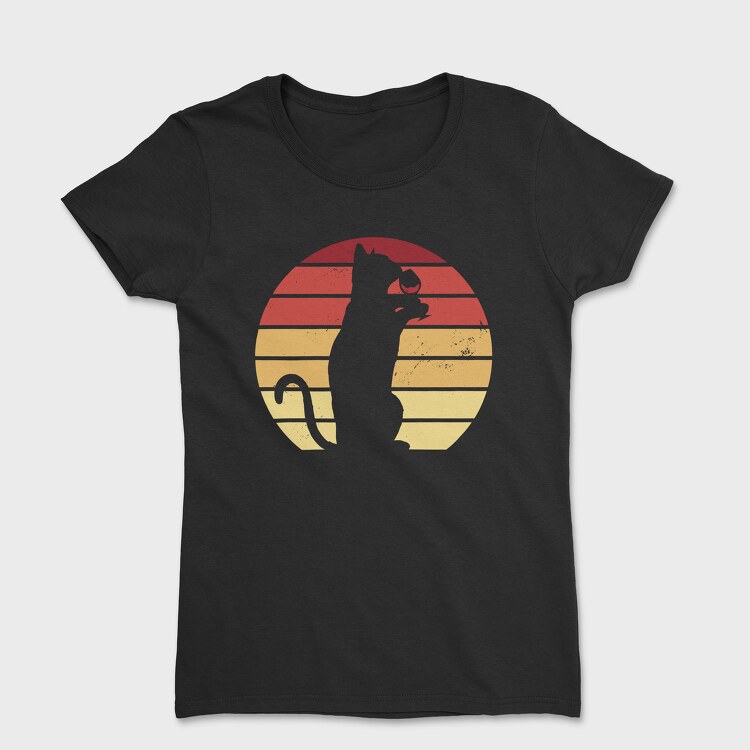 Cat Wine Sunset, Women's T-Shirt