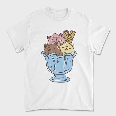 Cute Cats Ice Cream Bowl, Unisex Men's T-Shirt