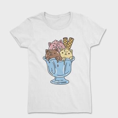 Cute Cats Ice Cream Bowl, Women's T-Shirt