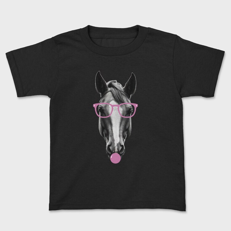 Horse Bubblegum Monochrome, Kids' T-Shirt