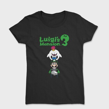 Luigi Boo Black Background, Дамска Тениска