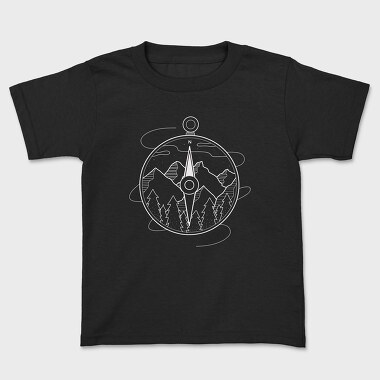 Monochrome Compass, Kids' T-Shirt