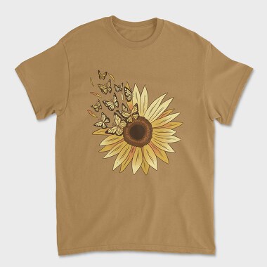 Sunflower and Butterflies, Unisex Men's T-Shirt
