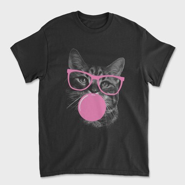Sunglasses Cat Bubblegum Monochrome, Unisex Men's T-Shirt
