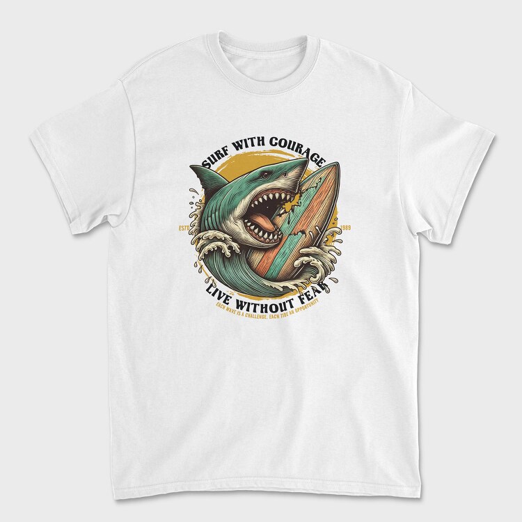 Surf With Courage, Унисекс Мъжка Тениска