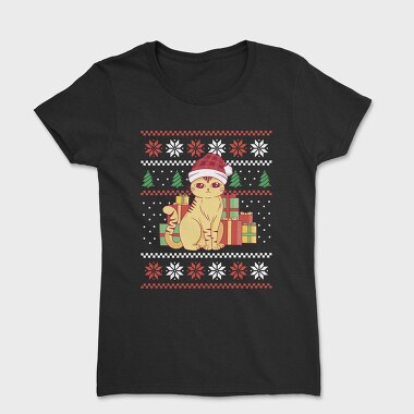 Cat With Gifts Ugly Sweater, Women's T-Shirt
