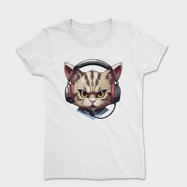 Angry Cat Earphones, Women's T-Shirt