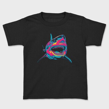 Angry Shark Neon, Kids' T-Shirt
