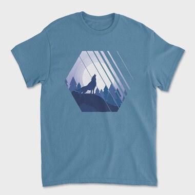 Howling Wolf Hexagon, Unisex Men's T-Shirt