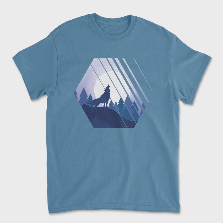 Howling Wolf Hexagon, Unisex Men's T-Shirt