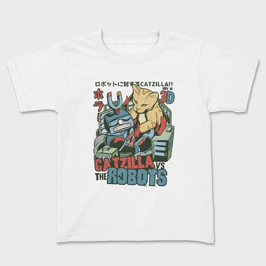Catzilla vs Robot, Kids' T-Shirt