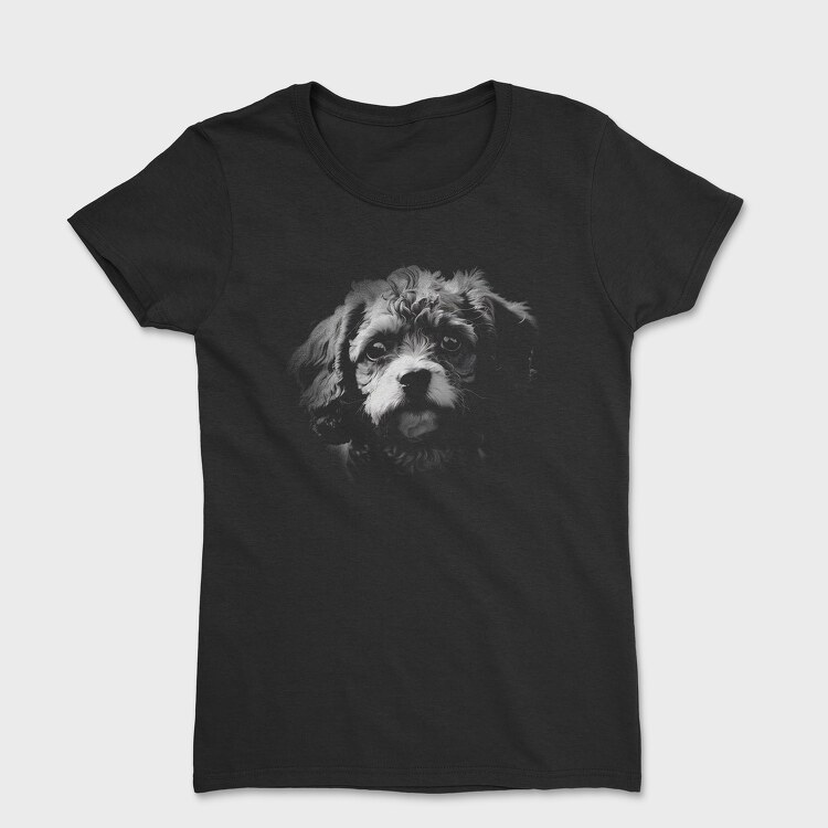 Cavapoo Dog Monochrome, Дамска Тениска