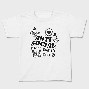 Anti Social Butterfly, Kids' T-Shirt