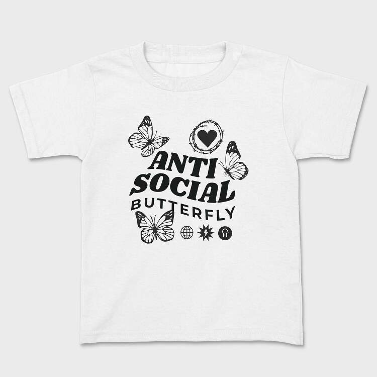 Anti Social Butterfly, Kids' T-Shirt